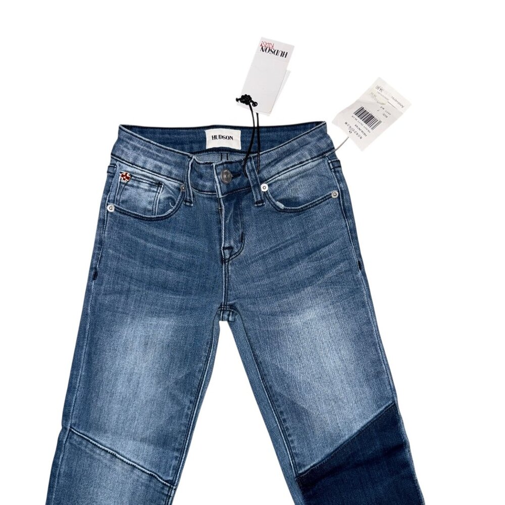 NWT Hudson Patchwork Skinny Jeans Girl's 7 Heavy Duty Blue Stretch Embroidered - Picture 3 of 8